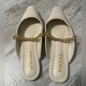 White & Gold Lulus Mules